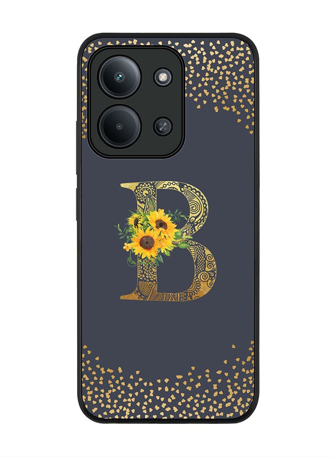 For Xiaomi Redmi 15C 4G Case,Slim fit Camera Protection, Shockproof Thin Phone cover  - Custom Floral Monogram - B  (Grey )